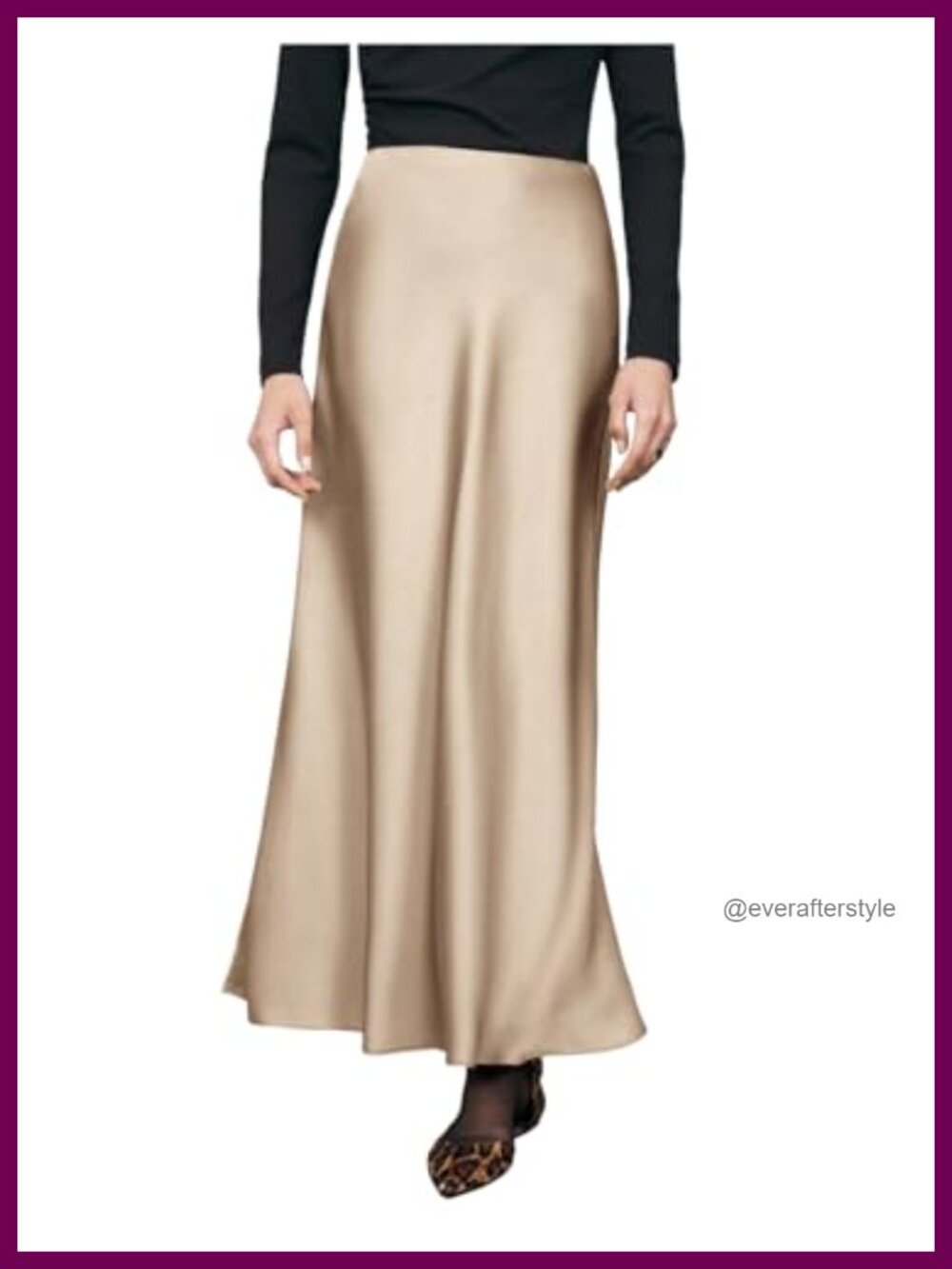 Silk Satin Maxi Skirt High Waisted Office Wear